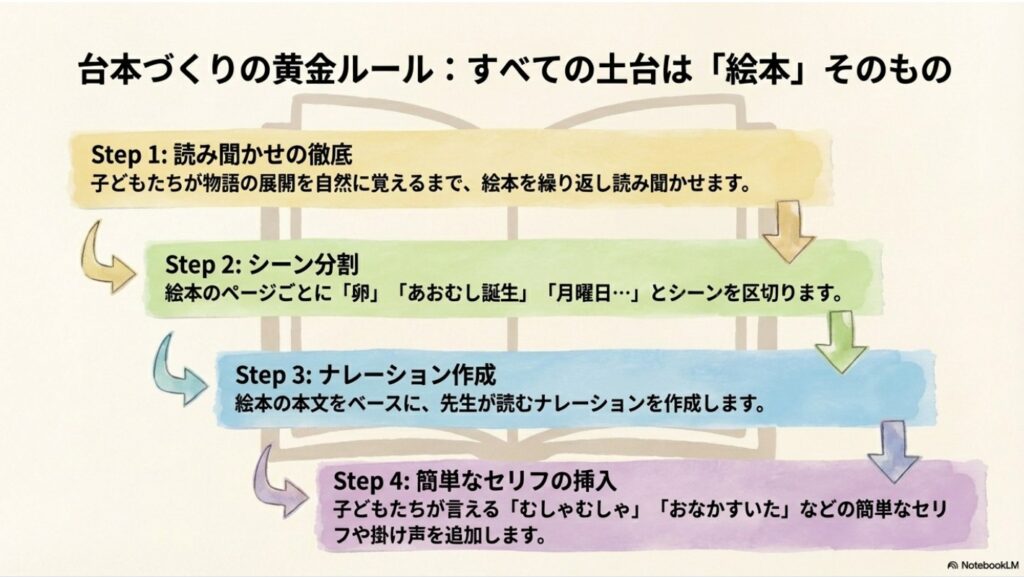 読み聞かせからナレーション作成まで、台本づくりの4ステップ