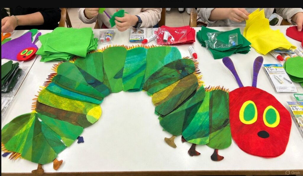 フェルトで作るはらぺこあおむしの製作工程と材料の全体像