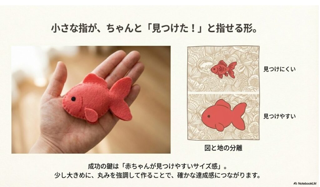 理論：赤ちゃんが見つけやすいサイズと図地の分離