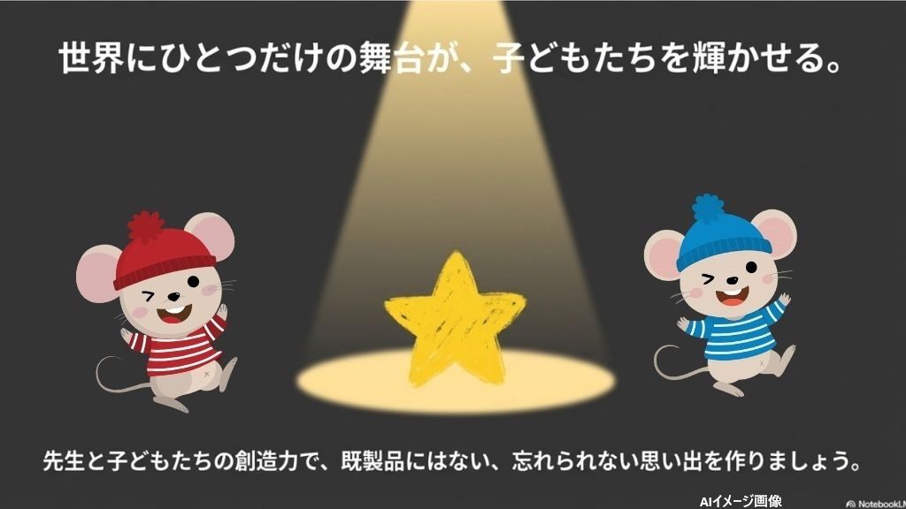 ぐりとぐらオペレッタCDが入手困難な時の劇あそび・発表会アイデアと手作り舞台のイメージ