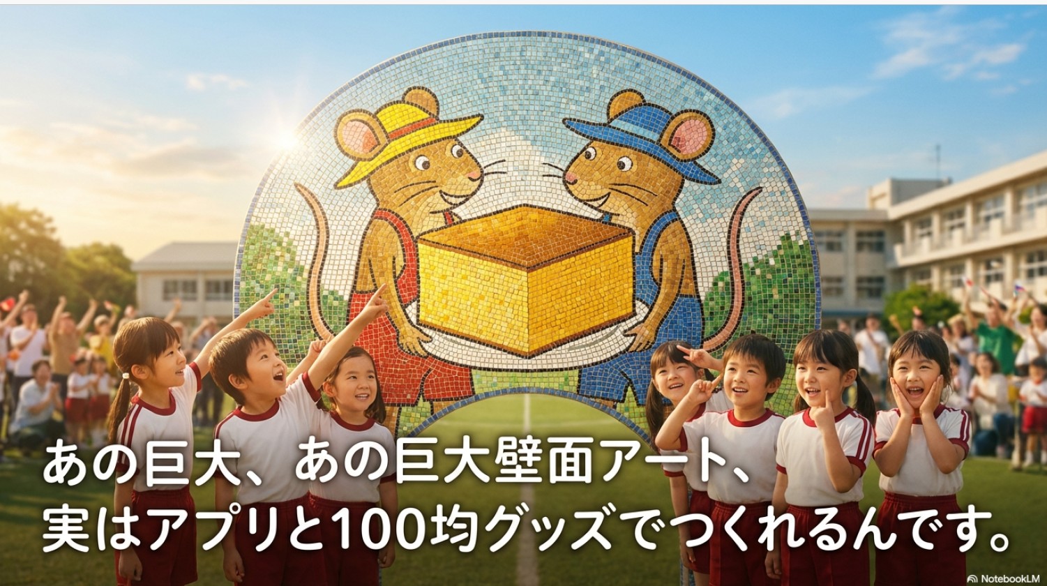 ぐりとぐら風モザイクアートの作り方!100均素材で運動会飾りをのアイキャッチ画像