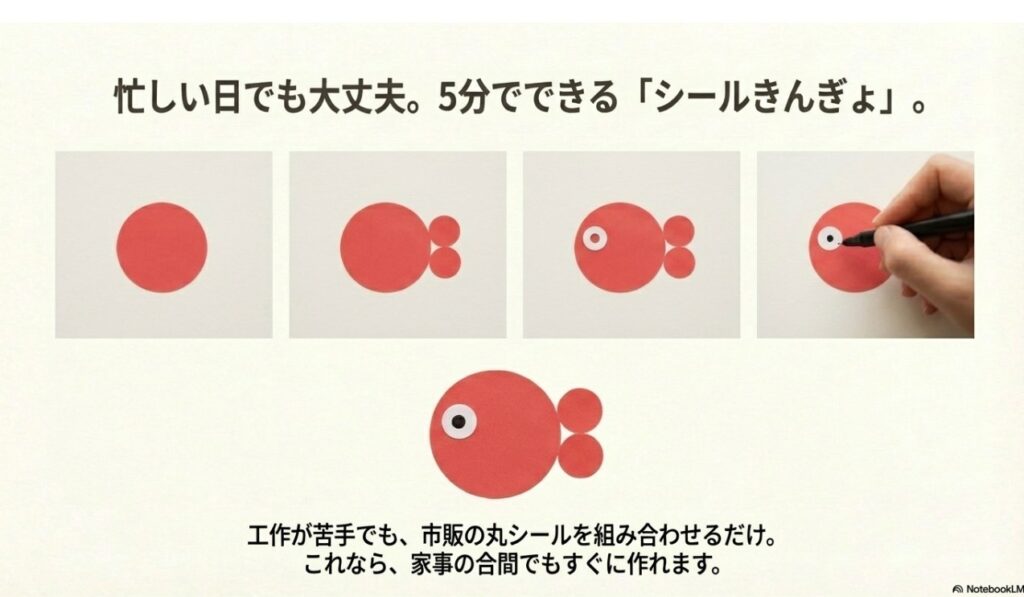 製作：丸シールを組み合わせる5分工作