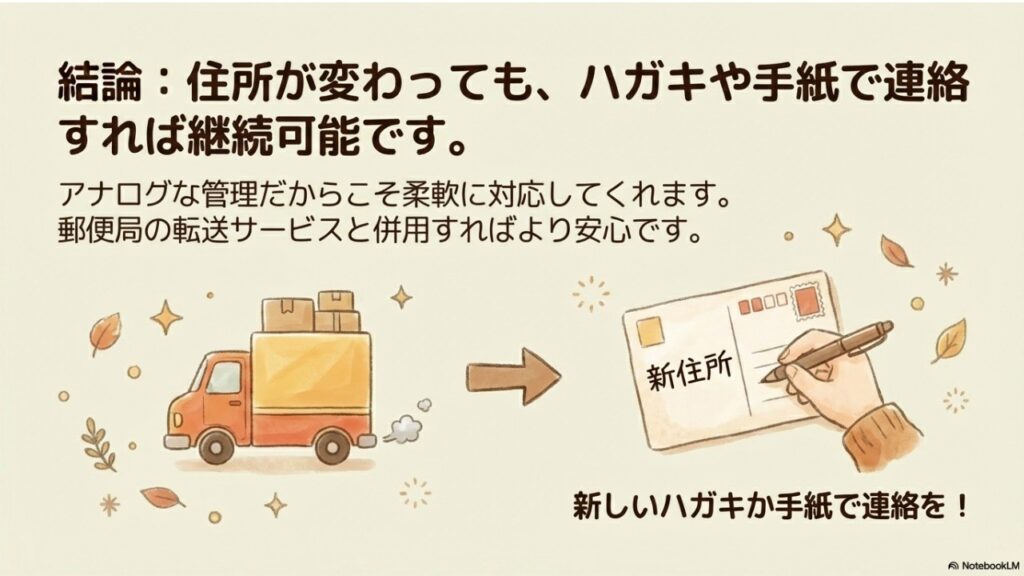 引越し後の新住所を新しいハガキや手紙でこぐま社さんへ連絡する手順