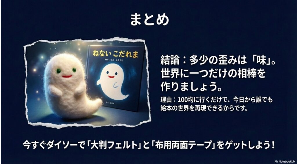 寝室のライトの横に置かれた手作りのねないこだれだおばけぬいぐるみ