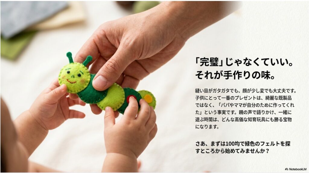 手作りはらぺこあおむしで遊ぶ親子：完璧でなくても子供に愛情が伝わる理由