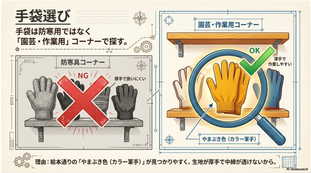 手袋人形作りに最適なやまぶき色のカラー軍手の選び方と防寒具との比較