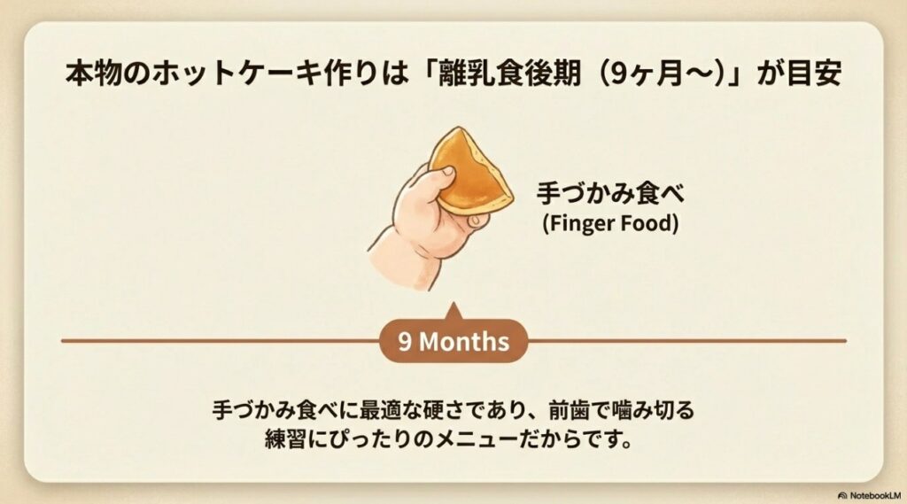 離乳食後期の9ヶ月頃から始められる手づかみ食べに最適なホットケーキの目安