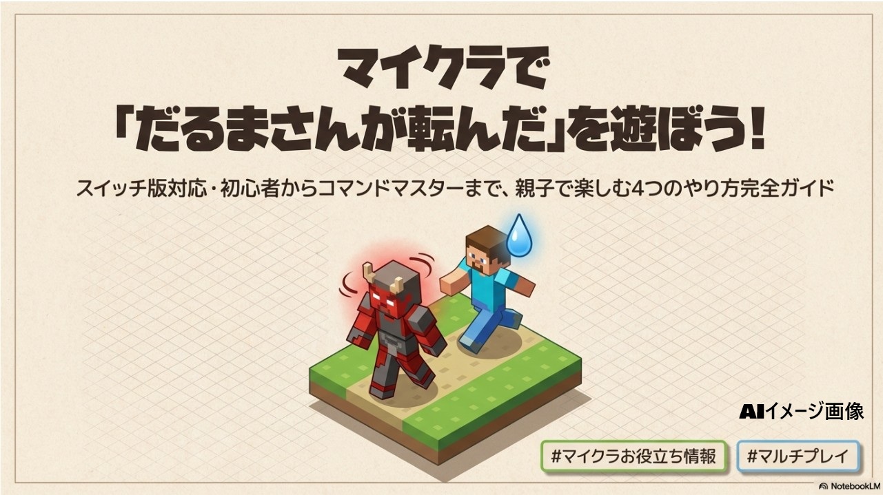 マインクラフトでだるまさんが転んだを遊ぼう!親子で楽しむ4つのやり方完全ガイドのタイトル画像